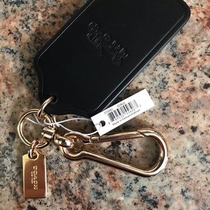 Coach Black Leather Keychain